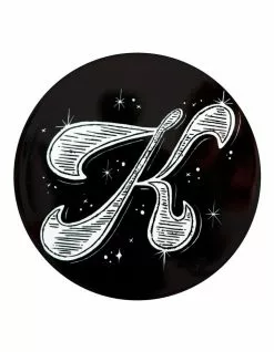 Maxwell & Williams The Letterettes Ceramic 10.5cm K Gift Boxed Round Coaster Black