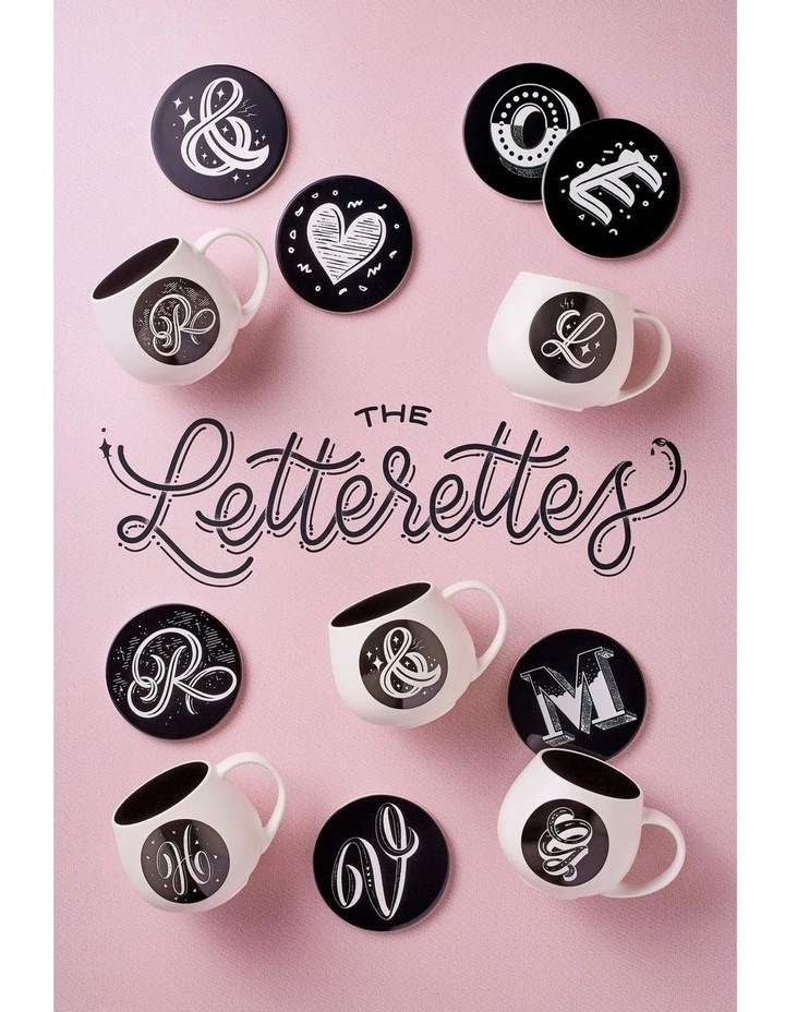 Maxwell & Williams The Letterettes Ceramic 10.5cm M Gift Boxed Round Coaster Black 2 Maxwell & Williams The Letterettes Ceramic 10.5cm M Gift Boxed Round Coaster Black - Image 2