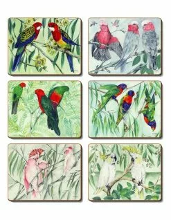 Cinnamon Australian Parrots set of 6 Placemats