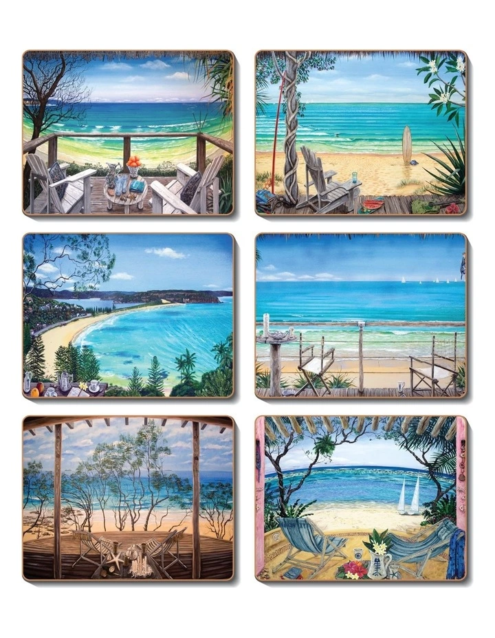 Cinnamon Coastal Verandahs Set of 6 Coasters 1 Cinnamon Coastal Verandahs Set of 6 Coasters