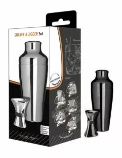 Uber Bar Tools Shaker & Jigger Set Platinum Black