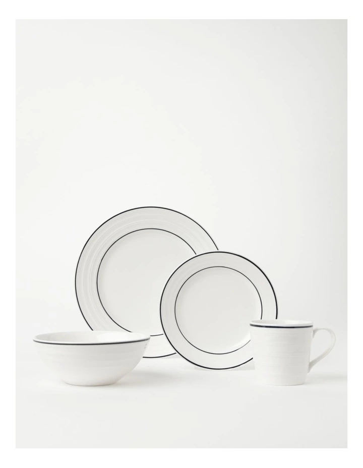 Heritage Ribbed 16pc Dinner Set with Blue Rim 1 Heritage Ribbed 16pc Dinner Set with Blue Rim