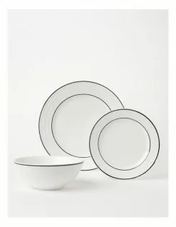 Heritage Ribbed 12pc Dinner Set with Blue Rim
