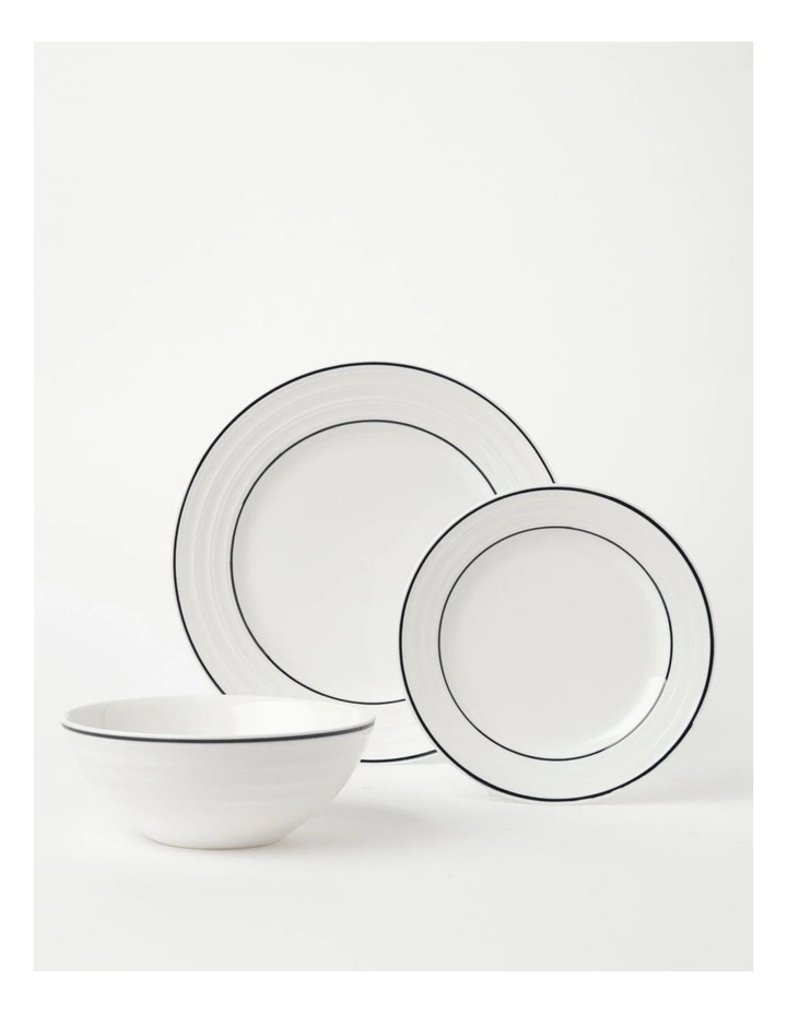 Heritage Ribbed 12pc Dinner Set with Blue Rim 1 Heritage Ribbed 12pc Dinner Set with Blue Rim