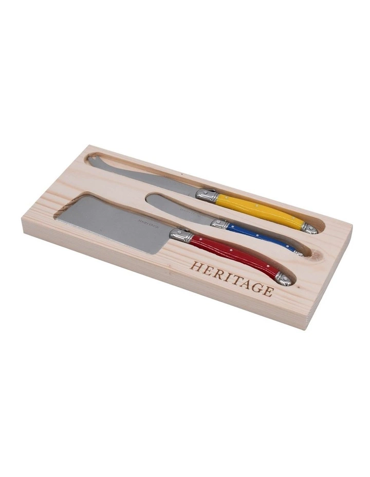 Heritage Laguiole Sophistique 3 Pce Cheese Knife Set - Multi Color 1 Heritage Laguiole Sophistique 3 Pce Cheese Knife Set - Multi Color