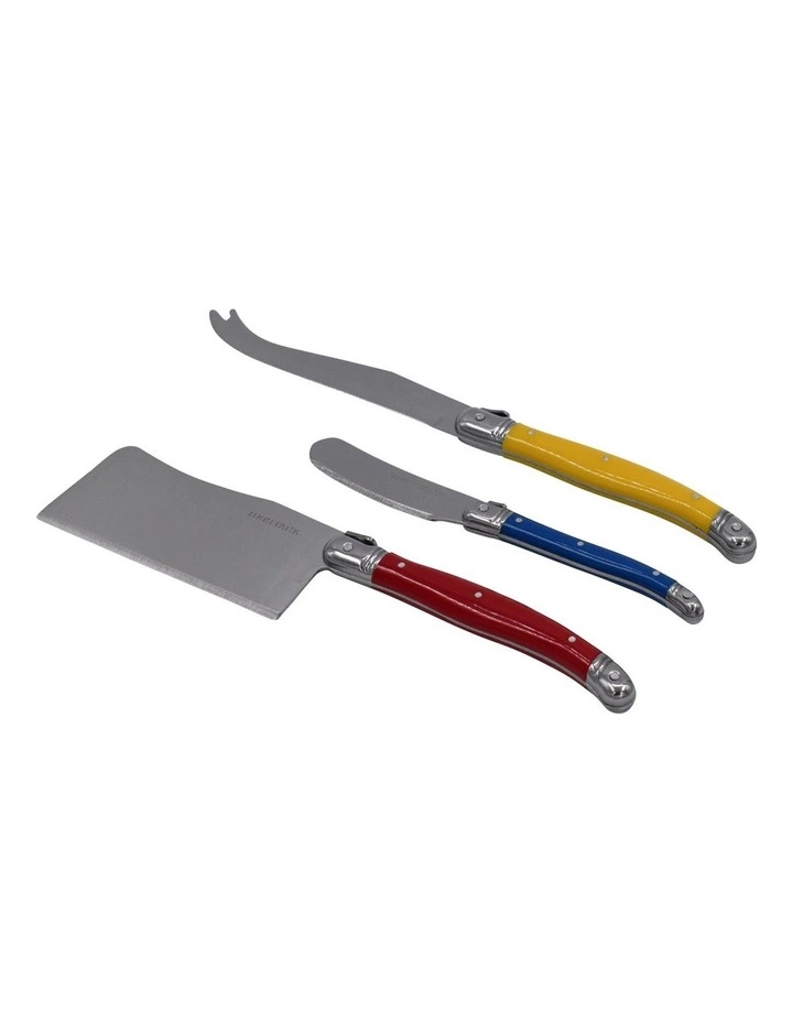 Heritage Laguiole Sophistique 3 Pce Cheese Knife Set - Multi Color 2 Heritage Laguiole Sophistique 3 Pce Cheese Knife Set - Multi Color - Image 2