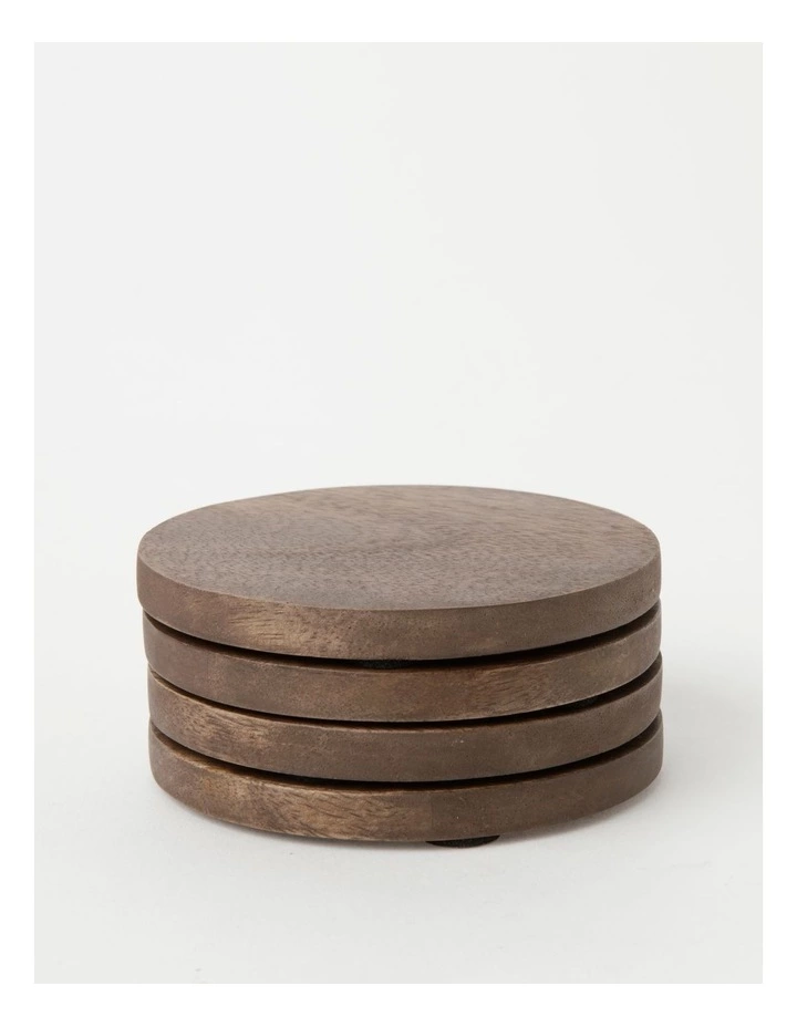 Heritage Walnut Look Coaster Set of 4 - 10cm 2 Heritage Walnut Look Coaster Set of 4 - 10cm - Image 2