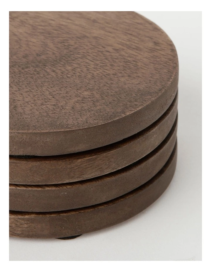 Heritage Walnut Look Coaster Set of 4 - 10cm 3 Heritage Walnut Look Coaster Set of 4 - 10cm - Image 3