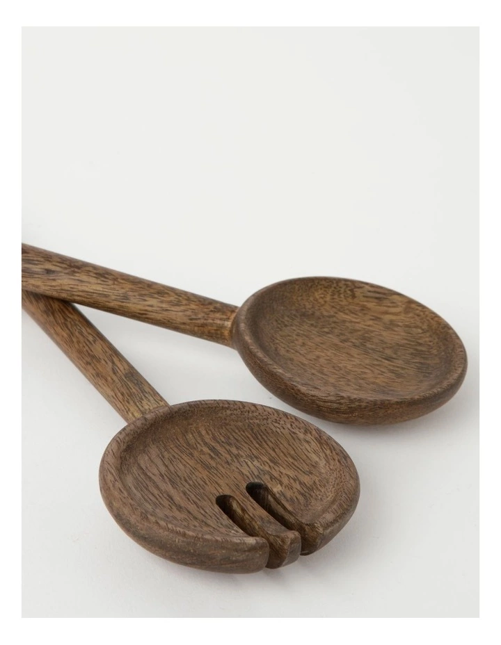 Heritage Walnut Look Set of 2 Salad Servers 2 Heritage Walnut Look Set of 2 Salad Servers - Image 2