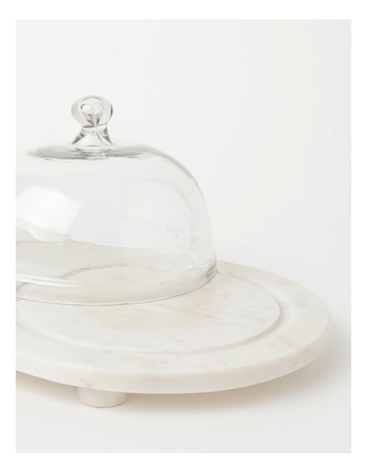 Heritage White Marble Cake Dome With Glass 3 Heritage White Marble Cake Dome With Glass - Image 3
