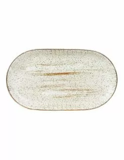 Robert Gordon Christmas Collection Oval Tray - White With Black Speckle