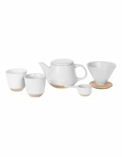 Robert Gordon Ritual Collection Coffee Set - Speckled White with raw speckled clay