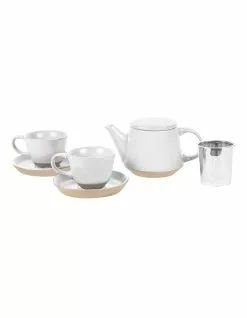 Robert Gordon Ritual Collection Tea Set - Speckled White with raw speckled clay