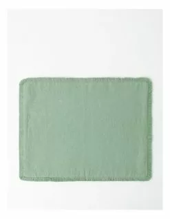 Australian House & Garden Fringed Linen Placemat Green