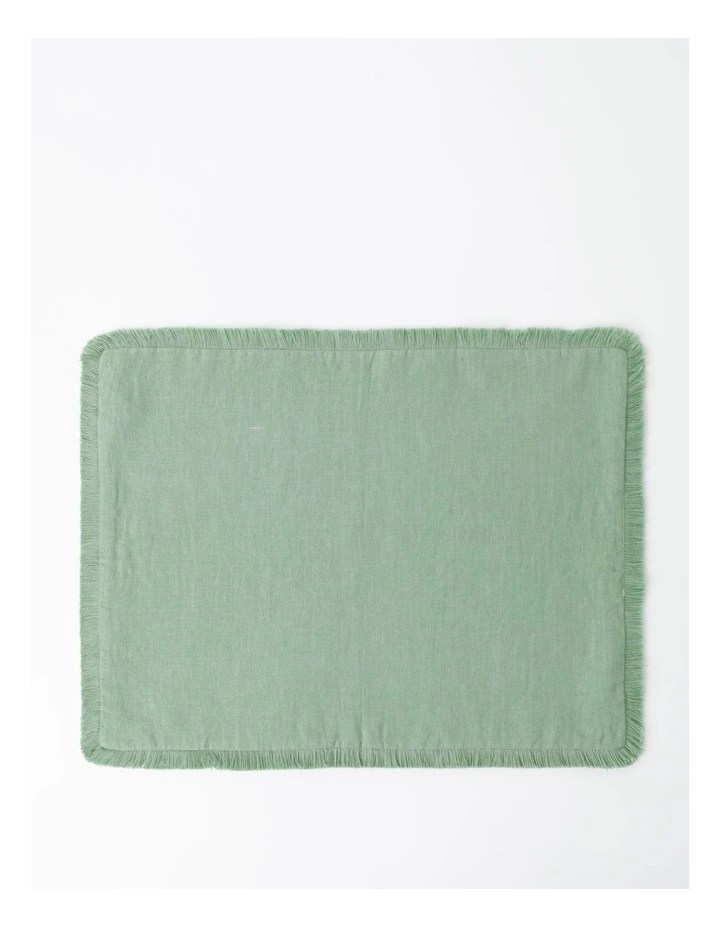 Australian House & Garden Fringed Linen Placemat Green 1 Australian House & Garden Fringed Linen Placemat Green