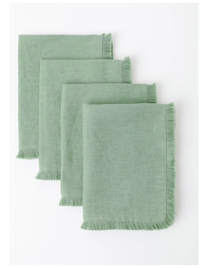 Australian House & Garden Fringed Linen Placemat Green 2 Australian House & Garden Fringed Linen Placemat Green - Image 2