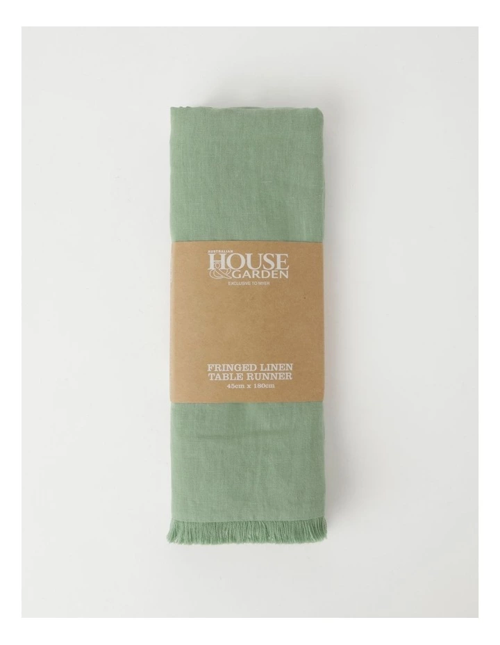 Australian House & Garden Fringed Linen Table Runner - Eucalyptus 3 Australian House & Garden Fringed Linen Table Runner - Eucalyptus - Image 3