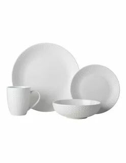 Casa Domani Corallo Coupe Dinner Set 16pc White Gift Boxed