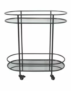 Vue Terrace Oval Bar Cart Mirror Tiers In Black