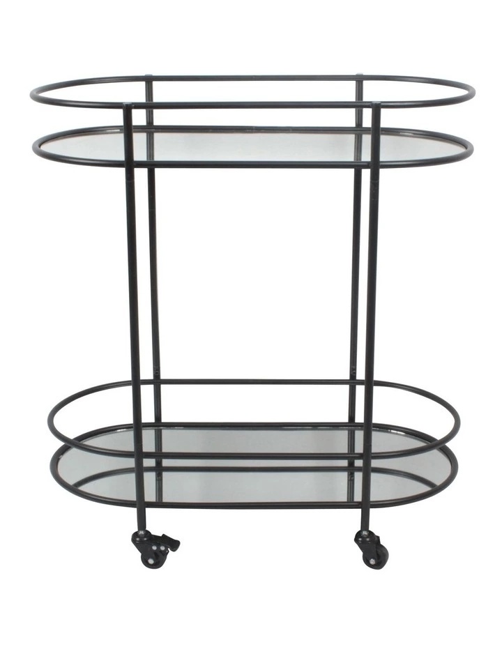 Vue Terrace Oval Bar Cart Mirror Tiers In Black 1 Vue Terrace Oval Bar Cart Mirror Tiers In Black