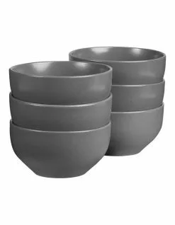 Cooper & Co Set of 6 13cm Stoneware Bowls In Charcoal