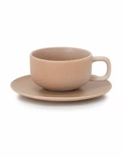Salt&Pepper Hue Tea Cup & Saucer - 200ml - Toffee