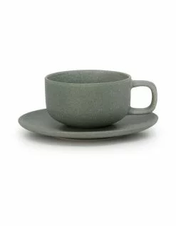 Salt&Pepper Hue Tea Cup & Saucer - 200ml - Leaf