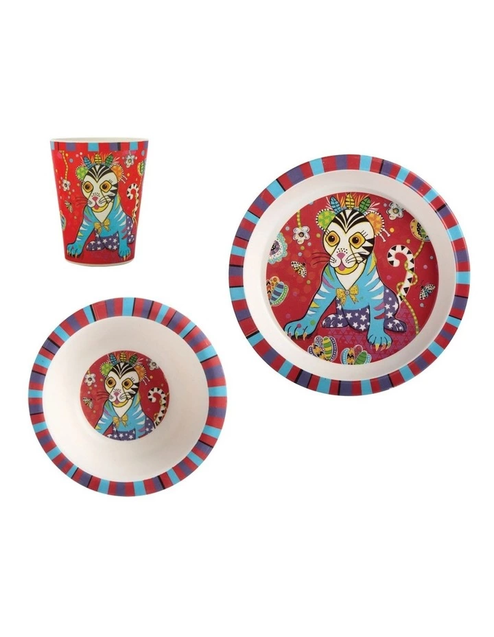 Maxwell & Williams Donna Sharam Rainbow Jungle Children's Bamboo Tiggy & Tiny 3pc Dinner Set Gift Boxed 1 Maxwell & Williams Donna Sharam Rainbow Jungle Children's Bamboo Tiggy & Tiny 3pc Dinner Set Gift Boxed
