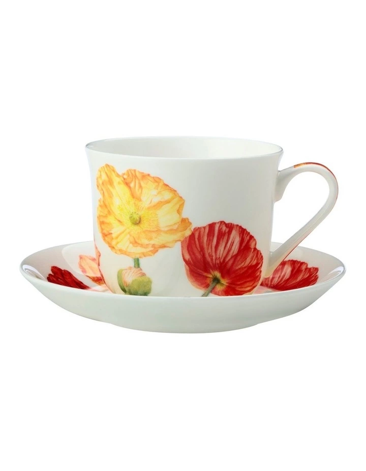 Maxwell & Williams Katherine Castle Floriade Breakfast Cup & Saucer 480ML Poppy Gift Boxed 1 Maxwell & Williams Katherine Castle Floriade Breakfast Cup & Saucer 480ML Poppy Gift Boxed