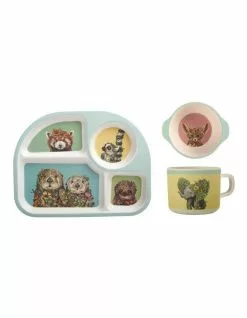 Maxwell & Williams Marini Ferlazzo Wild Planet Children's Bamboo 3pc Dinner Set Boxed