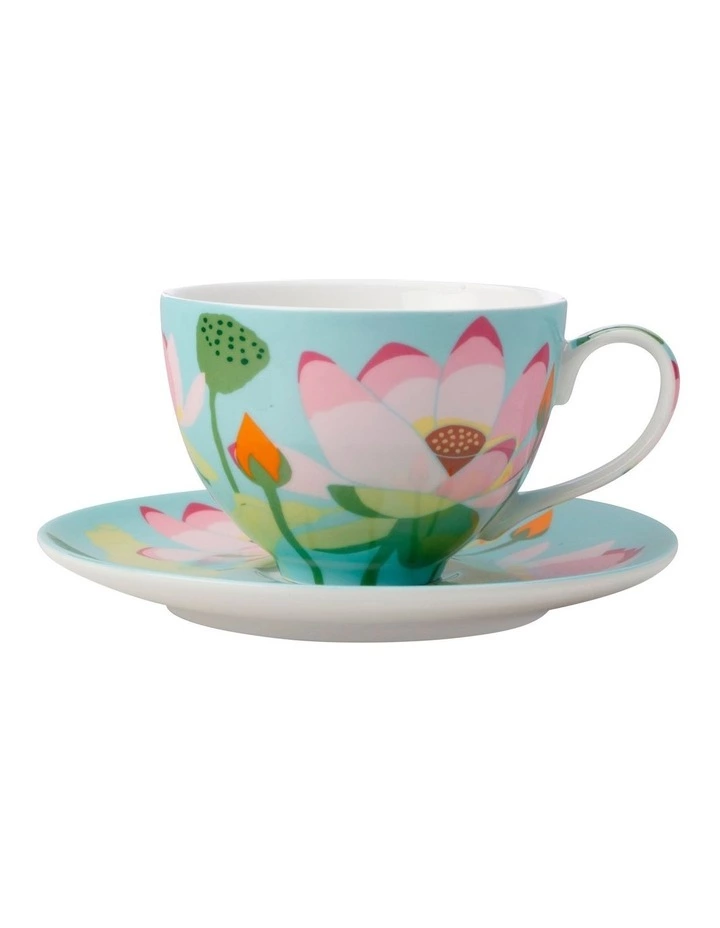 Maxwell & Williams Royal Botanic Gardens Lotus Cup & Saucer 240ML Mint Gift Boxed 1 Maxwell & Williams Royal Botanic Gardens Lotus Cup & Saucer 240ML Mint Gift Boxed