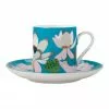 Maxwell & Williams Royal Botanic Gardens Lotus Demi Cup & Saucer 100ML Aqua Gift Boxed