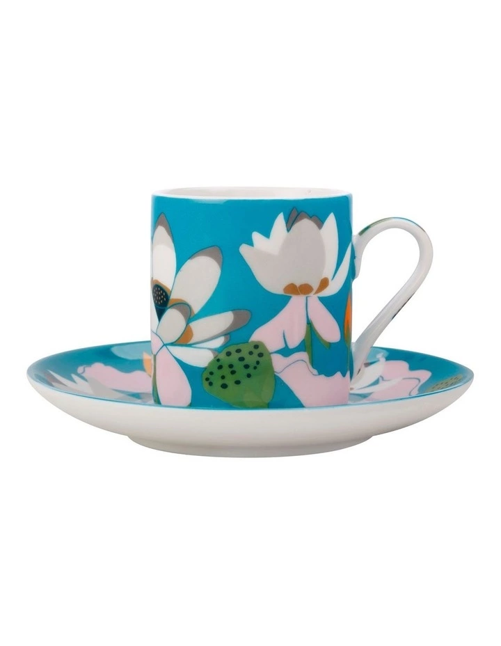 Maxwell & Williams Royal Botanic Gardens Lotus Demi Cup & Saucer 100ML Aqua Gift Boxed 1 Maxwell & Williams Royal Botanic Gardens Lotus Demi Cup & Saucer 100ML Aqua Gift Boxed