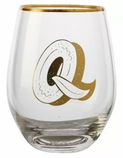 Maxwell & Williams The Letterettes Stemless Glass 500ML "Q" Boxed