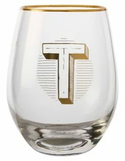 Maxwell & Williams The Letterettes Stemless Glass 500ML "T" Boxed