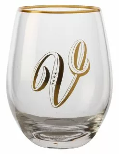 Maxwell & Williams The Letterettes Stemless Glass 500ML "V" Boxed