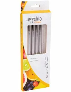 Appetito Stainless Steel Straight Smoothie Straws Set 4 With Brush 5 Appetito Stainless Steel Straight Smoothie Straws Set 4 With Brush -Dining Shop 851823100 3 720x928