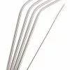 Appetito Stainless Steel Bent Drinking Straws Set 4 with Brush