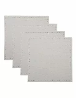 Maxwell & Williams Table Accents Leather Look Alligator Coaster Set of 4 In Ecru