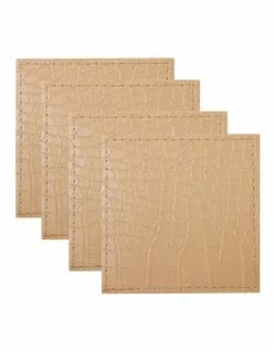Maxwell & Williams Table Accents Leather Look Alligator Coaster Set Of 4 Tan