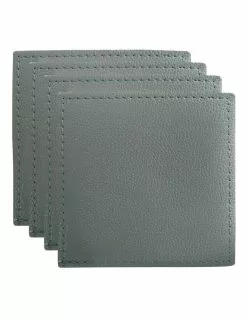Maxwell & Williams Table Accents Leather Look Cowhide Coaster Set Of 4 In Grey