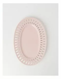 Heritage Lace Pink Carved Oval Platter