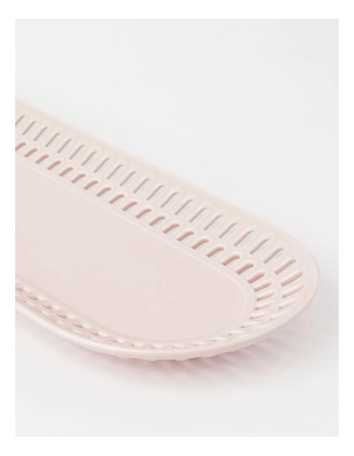 Heritage Lace Pink Carved Large Rectangular Platter 2 Heritage Lace Pink Carved Large Rectangular Platter - Image 2