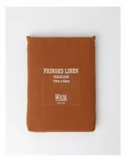 Australian House & Garden Fringed Linen Tablecloth Earth