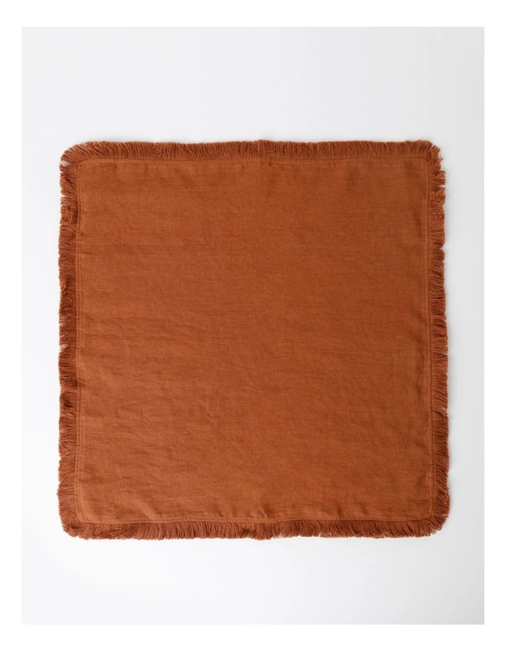 Australian House & Garden Fringed Linen Set of 4 Napkin Earth 2 Australian House & Garden Fringed Linen Set of 4 Napkin Earth - Image 2