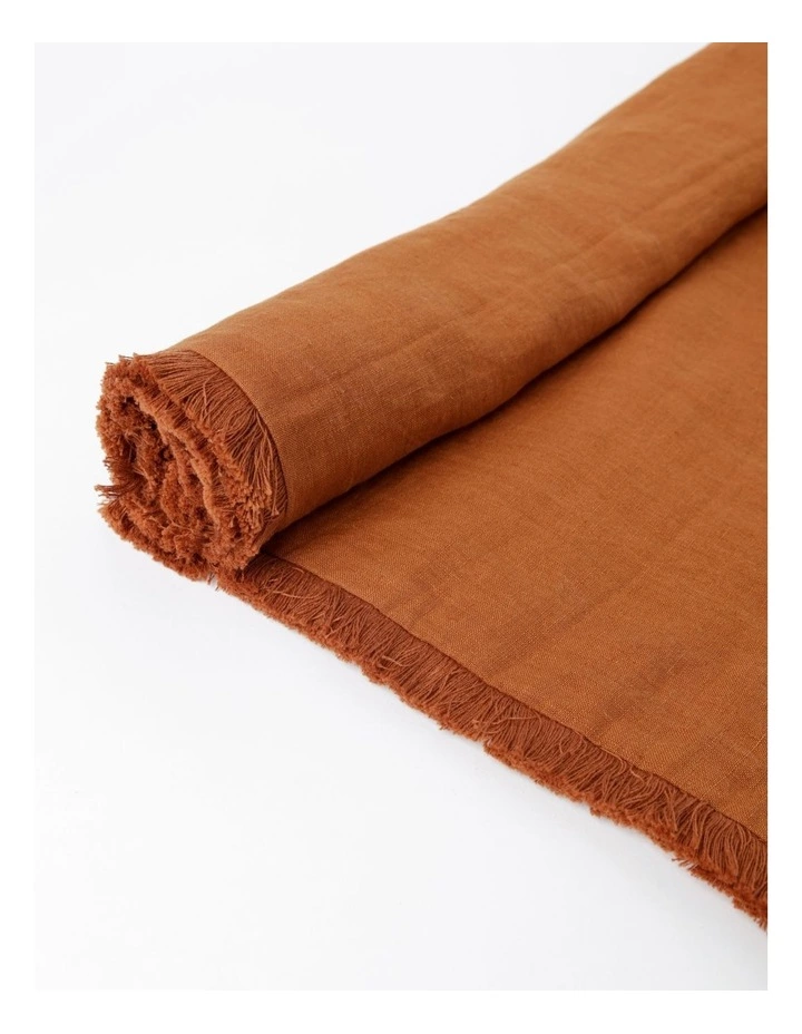 Australian House & Garden Fringed Linen Table Runner Earth 2 Australian House & Garden Fringed Linen Table Runner Earth - Image 2