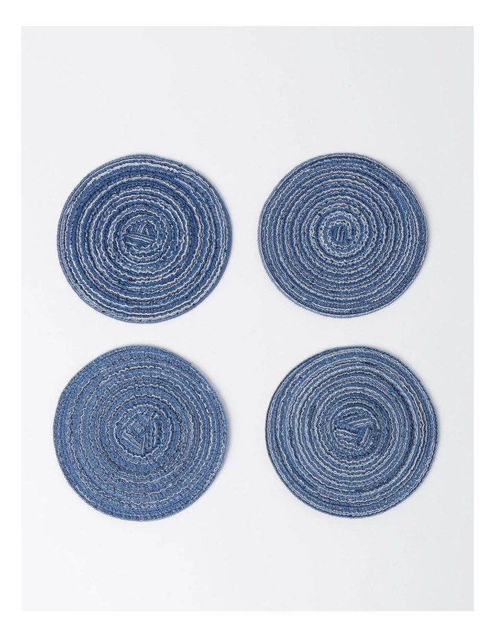 Vue Denim Look Marle Coaster 4pk in Blue 1 Vue Denim Look Marle Coaster 4pk in Blue