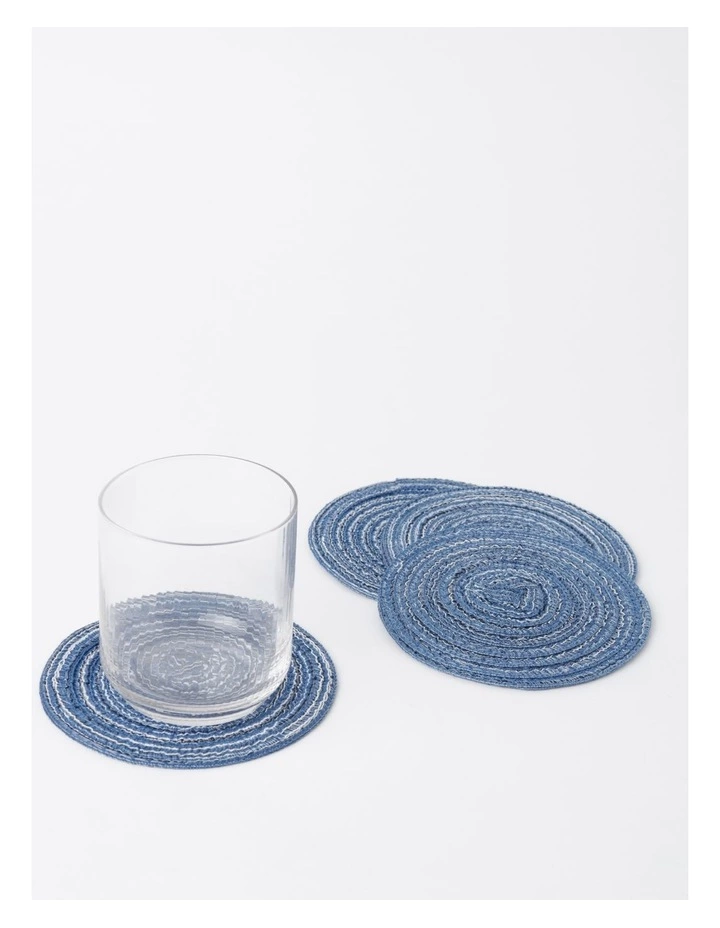 Vue Denim Look Marle Coaster 4pk in Blue 2 Vue Denim Look Marle Coaster 4pk in Blue - Image 2