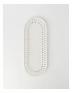 Heritage Lace Carved 42.9cm Small Rectangular Platter in White