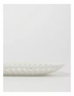 Heritage Lace Carved 42.9cm Small Rectangular Platter in White -Dining Shop 866025100 4 720x928